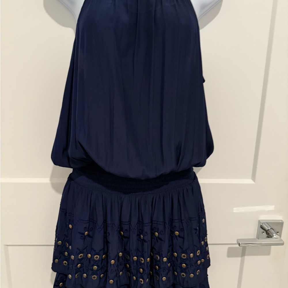 Ramy Brook Blue Embellished Bubble Mini Dress